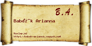 Babák Arianna névjegykártya